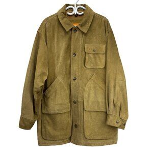 TIMBERLAND VTG Barn Waterproof Calfskin Suede Leather Riveted Tan Green Jacket L
